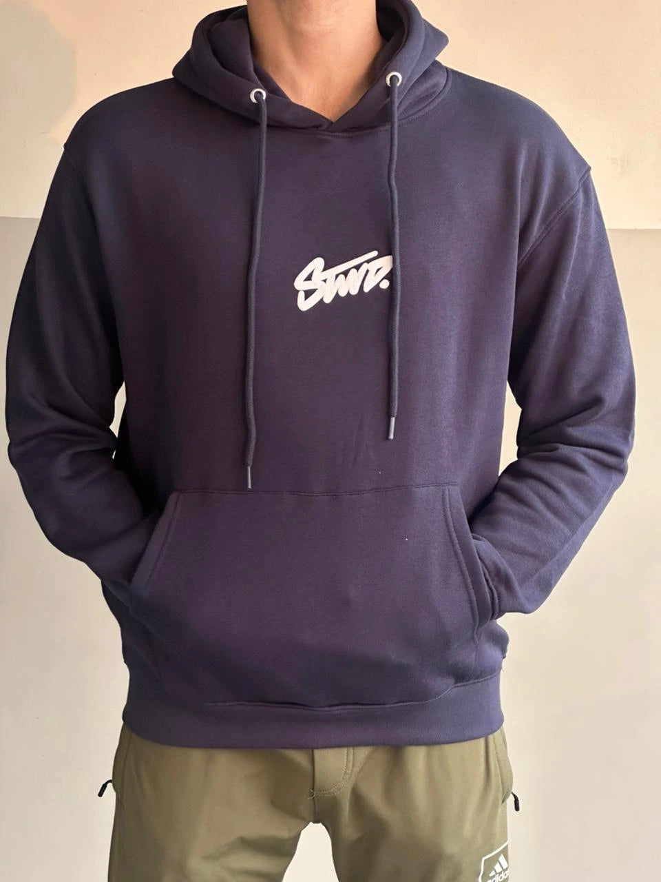 Men’s premium fleece hoodie with puff printed logo STWD
