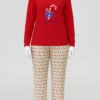 Red Cotton Nightwear Set with Candy Cane Print