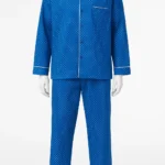 Unisex Blue Cotton Pajama Set with Polka Dots