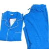 Unisex Blue Cotton Pajama Set with Polka Dots