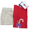 Red Cotton Nightwear Set with Candy Cane Print