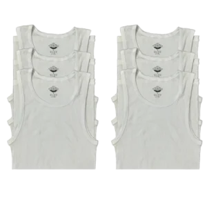 Pack of six white vests