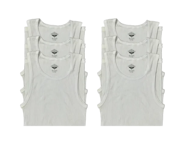 Pack of six white vests